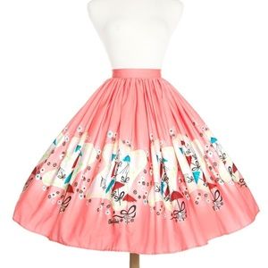 Jenny Skirt in Mary Blair Pink Umbrellas Print